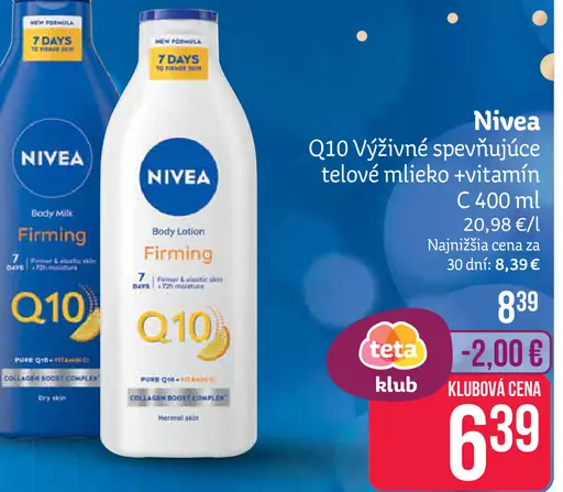 Nivea Vyživujúce spevňujúce telové mlieko