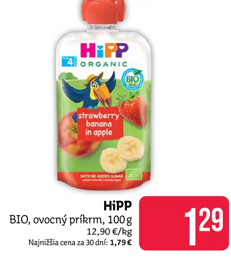 HiPP BIO ovocný príkrm jahoda v jablku