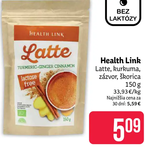 Health Link Latte, kurkuma, zázvor, škorica