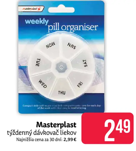 Masterplast týždenný dávkovač liekov