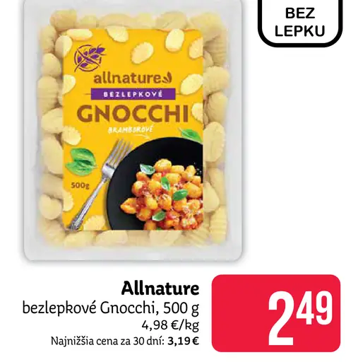 Allnature bezlepkové Gnocchi
