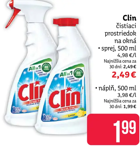 Clin čistiaci prostriedok na okná