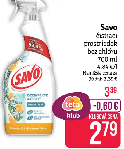 Savo čistiaci prostriedok bez chlóru