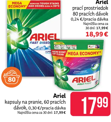 Ariel prací prostriedok, 80 pracích dávok