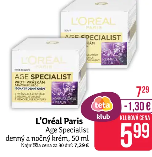 L'Oréal Paris Age Specialist 55 +, nočný krém