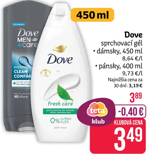 Dove sprchovací gél dámsky pánsky