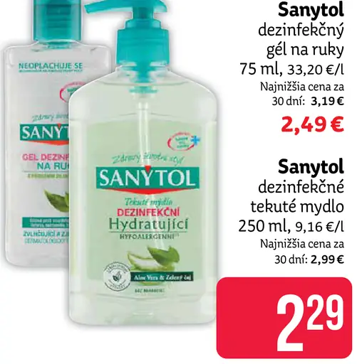 Sanitol dezinfekčný gél na ruky