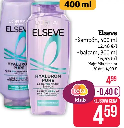 Elseve Hyaluron Pure šampón na vlasy