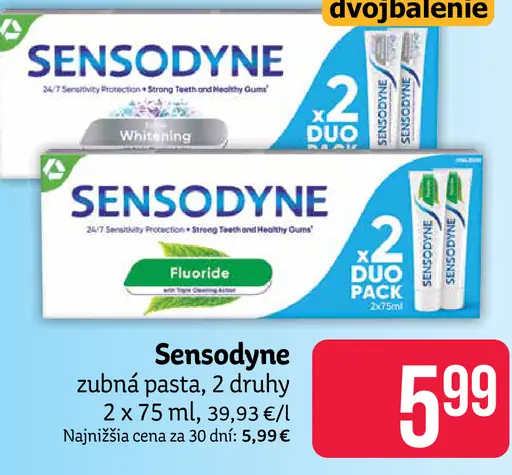 Sensodyne zubná pasta rôzne druhy