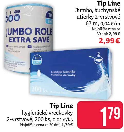 Tip Line hygienické vreckovky 2-vrstvové
