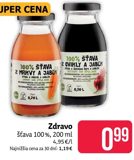 Zdravo 100% šťava z mrkvy a jabĺk