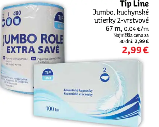 Tip Line Jumbo kuchynské utierky 2-vrstvové extra save