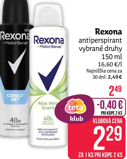 Rexona antiperspirant rôzne druhy