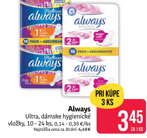 Always Ultra dámske hygienické vložky