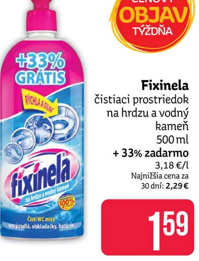 Fixinela čistiaci prostriedok na hrdzu a vodný kameň + 33% zadarmo