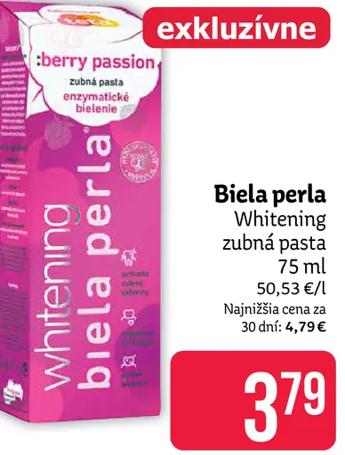 Biela perla Whitening zubná pasta berry passion