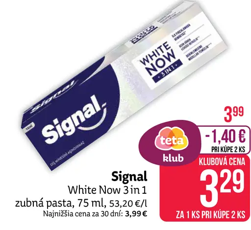 Signal White Now 3 in 1 zubná pasta