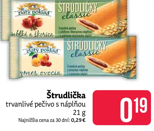 Štrudlička trvanlivé pečivo s náplňou