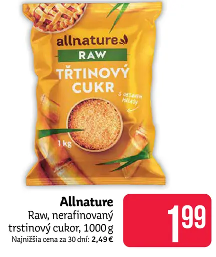 Allnature Raw trstinový cukor