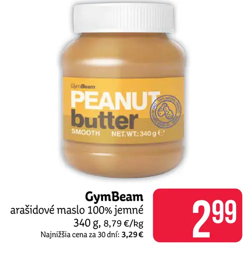GymBeam arašidové maslo 100 % jemné