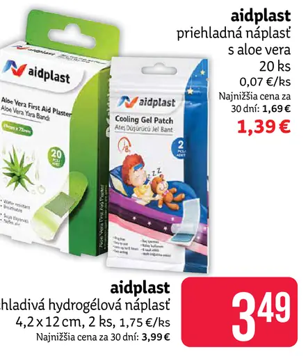 Aidplast priehľadná náplasť s aloe vera