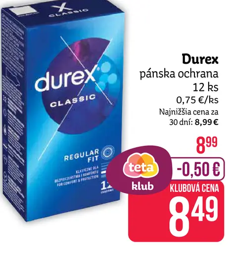 Durex pánska ochrana Classic kondómy