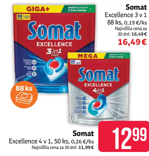 Somat Excellence 4 v 1, tablety do umývačky riadu