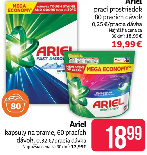 Ariel prací prostriedok, 80 pracích dávok