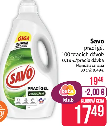 Savo prací gél, 100 pracích dávok
