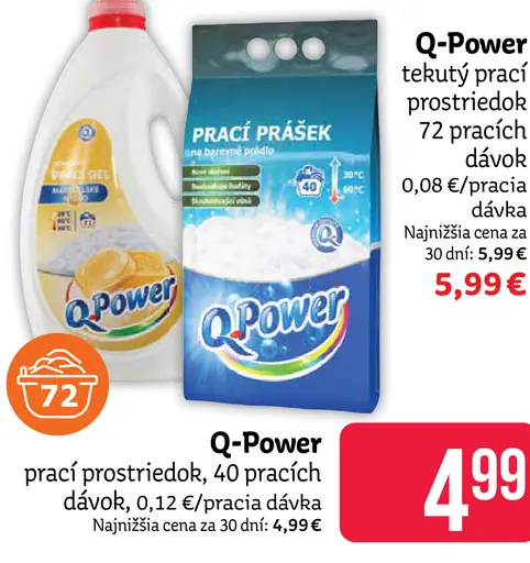 Q-Power tekutý prací prostriedok, 72 pracích dávok
