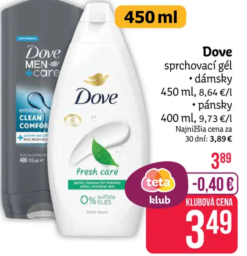 Dove sprchovací gél dámsky pánsky