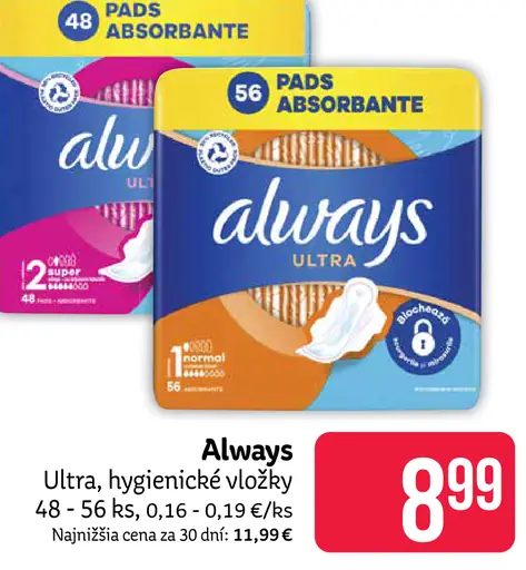 Always Ultra hygienické vložky 56 ks