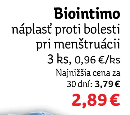 Biointimo náplasť proti bolesti pri menštruácií