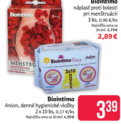 Biointimo Anion denné hygienické vložky