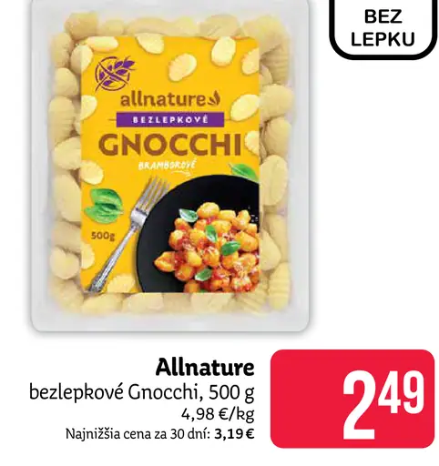 Allnature bezlepkové Gnocchi