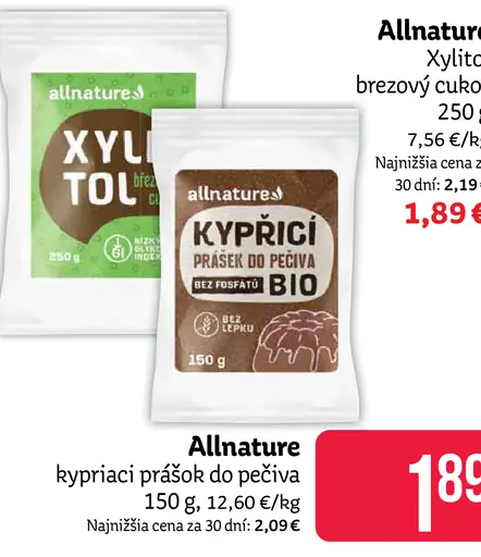 Allnature kypriaci prášok do pečiva BIO