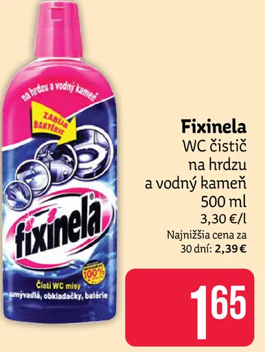 Fixinela WC čistič na hrdzu a vodný kameň