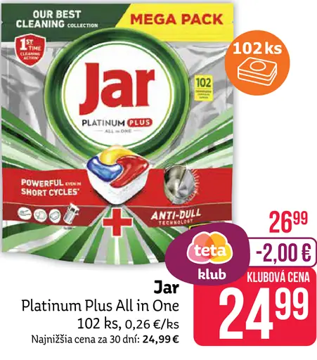 Jar Platinum Plus All in One kapsuly do umývačky riadu