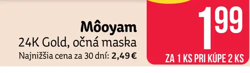 Môoyam 24k Gold, očná maska