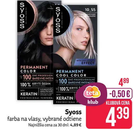 Syoss Permanent Color farba na vlasy, vybrané odtiene