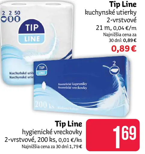 Tip Line hygienické vreckovky 2-vrstvové