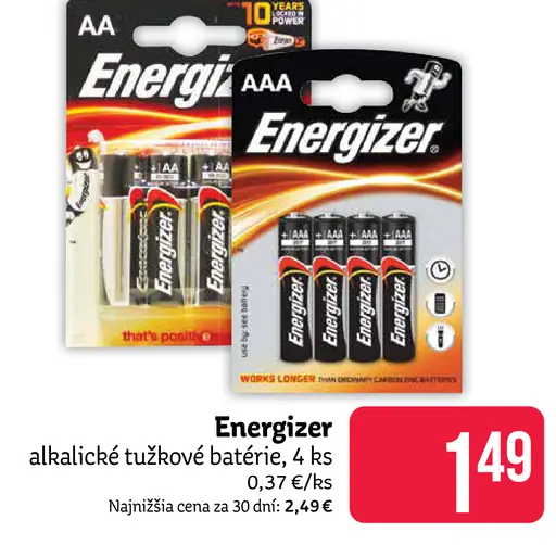 Energizer alkalické tužkové batérie