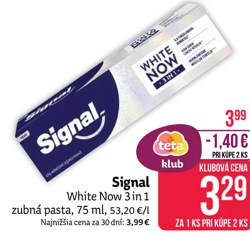Signal White Now 3 in 1 zubná pasta