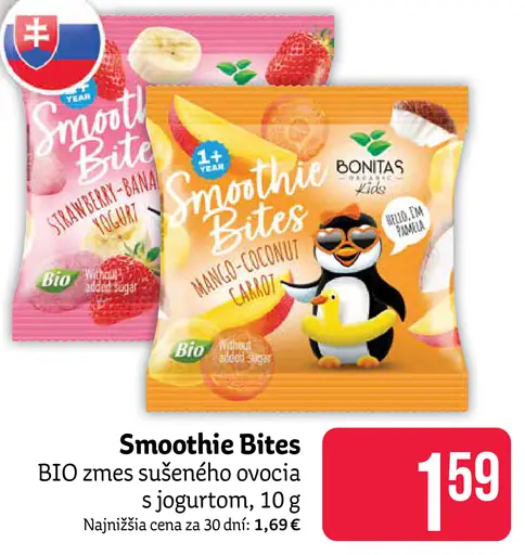Smoothie Bites BIO zmrazené sušené ovocia s jogurtom