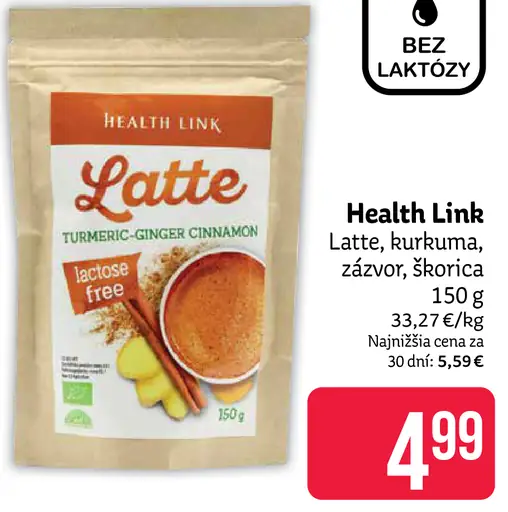 Health Link Latte kurkuma, zázvor, škorica instantný nápoj