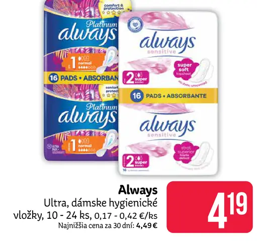 Always Ultra dámske hygienické vložky