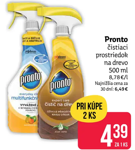 Pronto čistiaci prostriedok na drevo