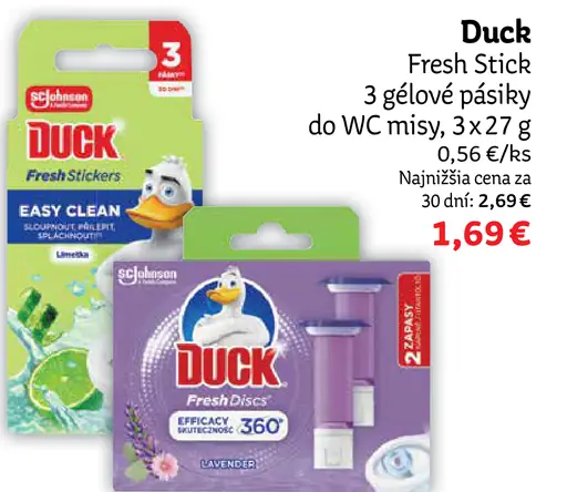 Duck Fresh Stick 3 gélové pásiky do WC misy