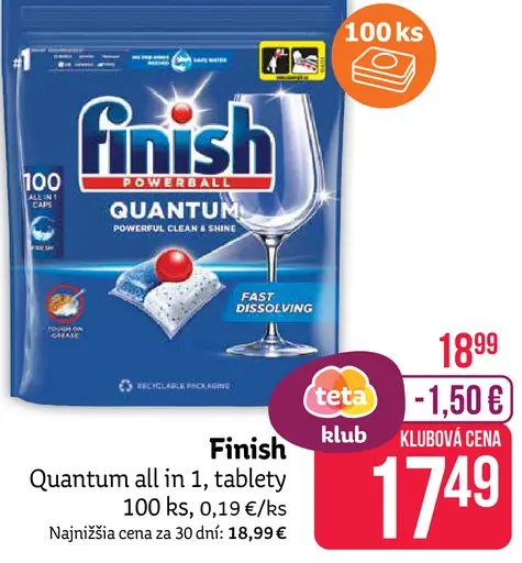 Finish Quantum All in 1 tablety do umývačky