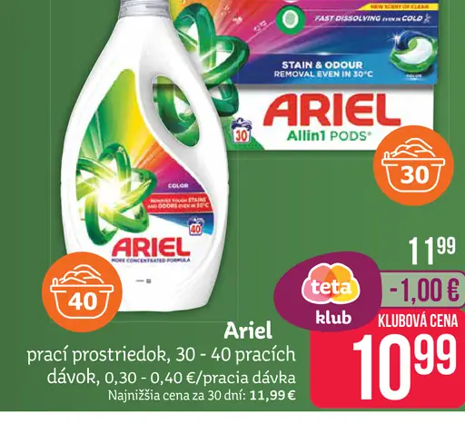 Ariel kapsuly na pranie, 60 pracích dávok